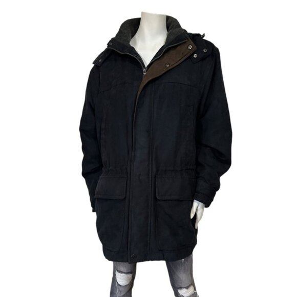 Black Hooded Winter Parka Coat Jacket - Picture 1 of 9